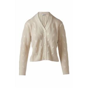 NEW KINROSS women's spray print cable vee cardigan in dune